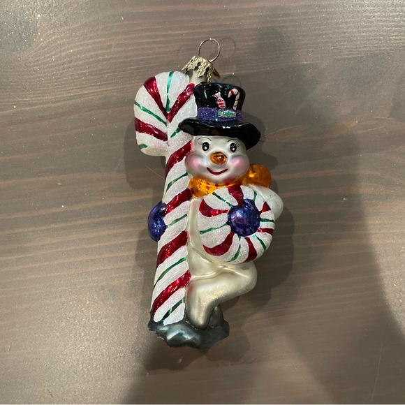 ❌SOLD❌ Christopher Radko Christmas Ornament Frosty The Snowman Candy Cane - Picture 1 of 6